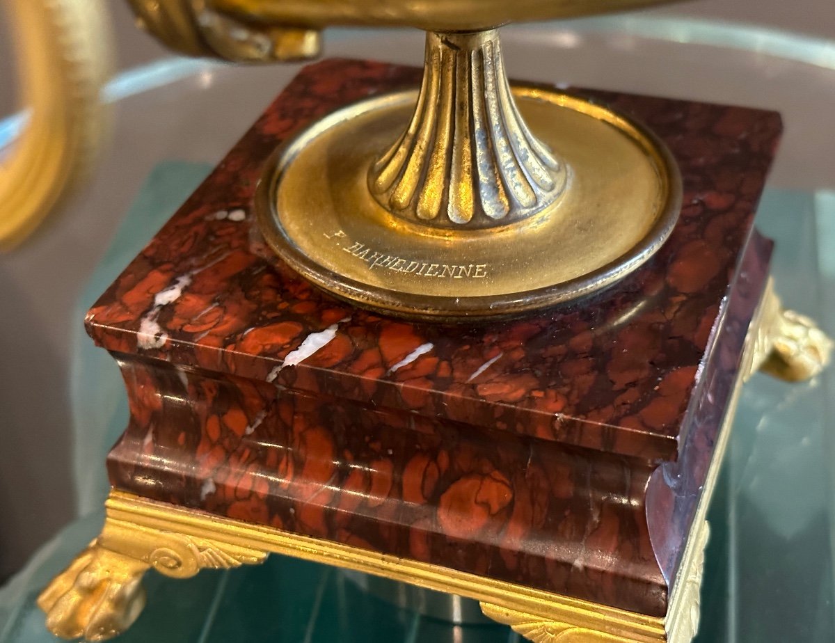Ferdinand Barbedienne, Coupe Emaux Cloisonnés Et Bronze (1810 - 1892)-photo-3