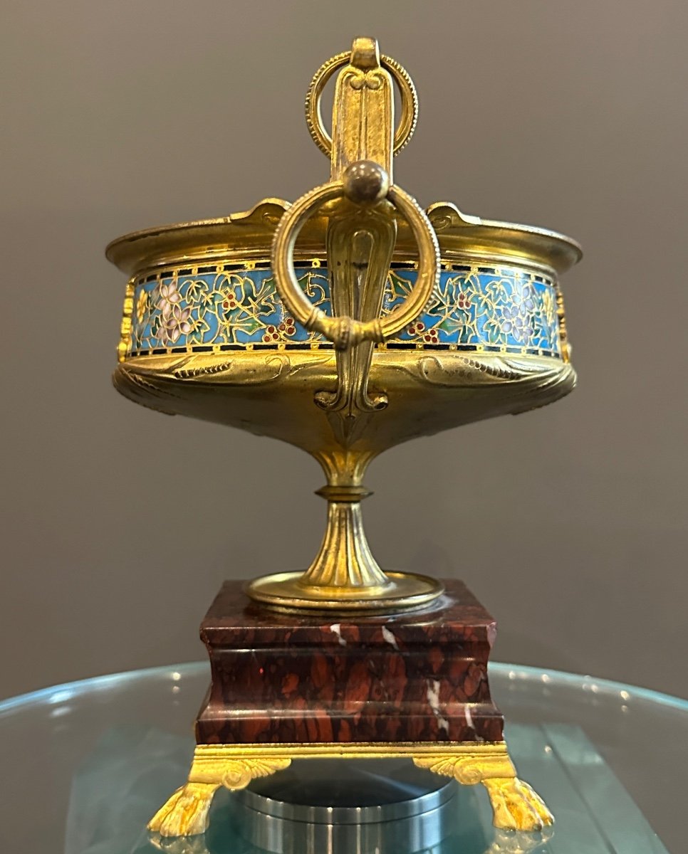Ferdinand Barbedienne, Coupe Emaux Cloisonnés Et Bronze (1810 - 1892)-photo-4