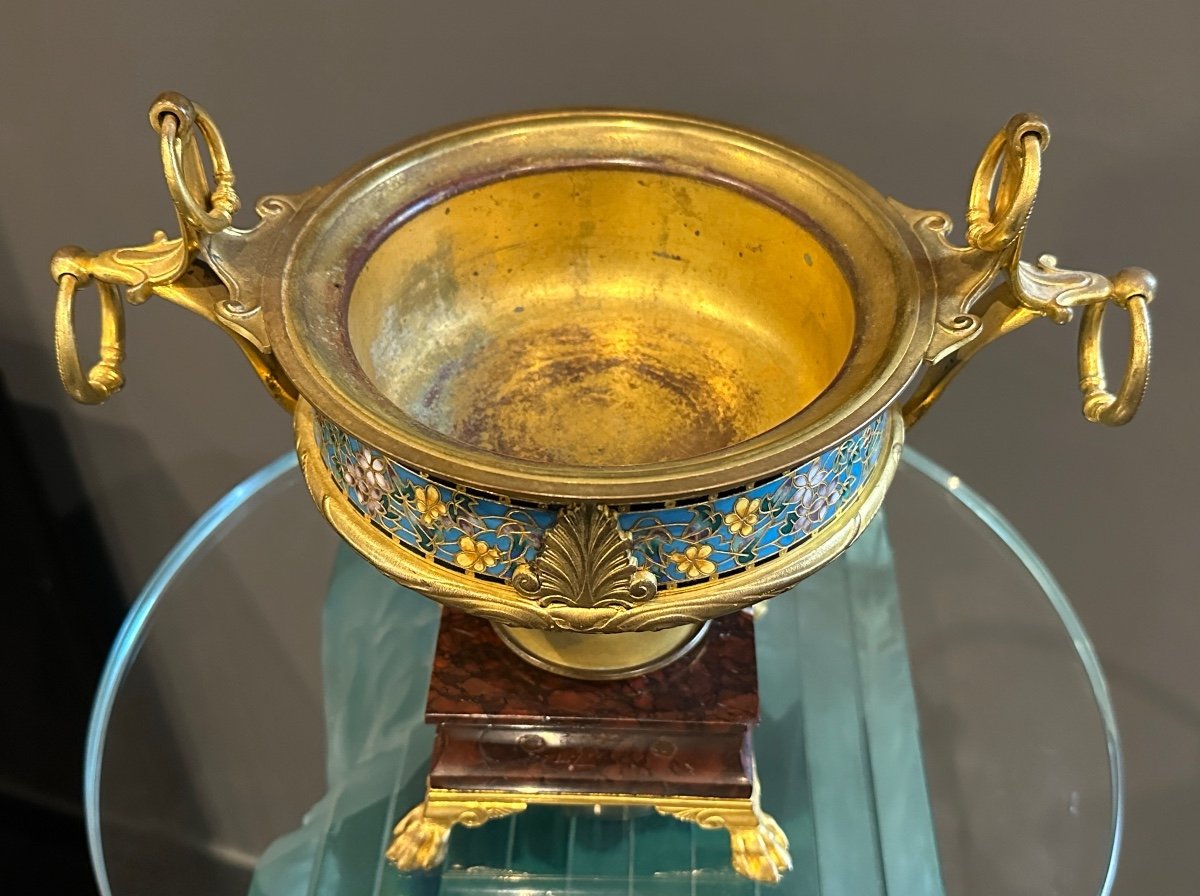 Ferdinand Barbedienne, Coupe Emaux Cloisonnés Et Bronze (1810 - 1892)-photo-1