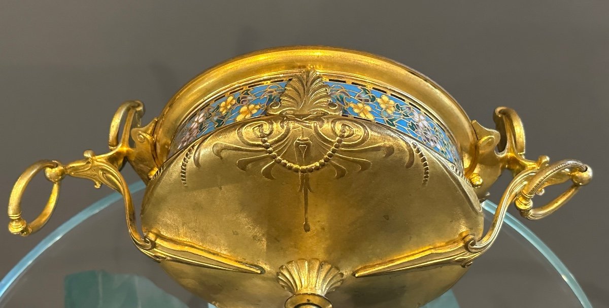 Ferdinand Barbedienne, Coupe Emaux Cloisonnés Et Bronze (1810 - 1892)-photo-2
