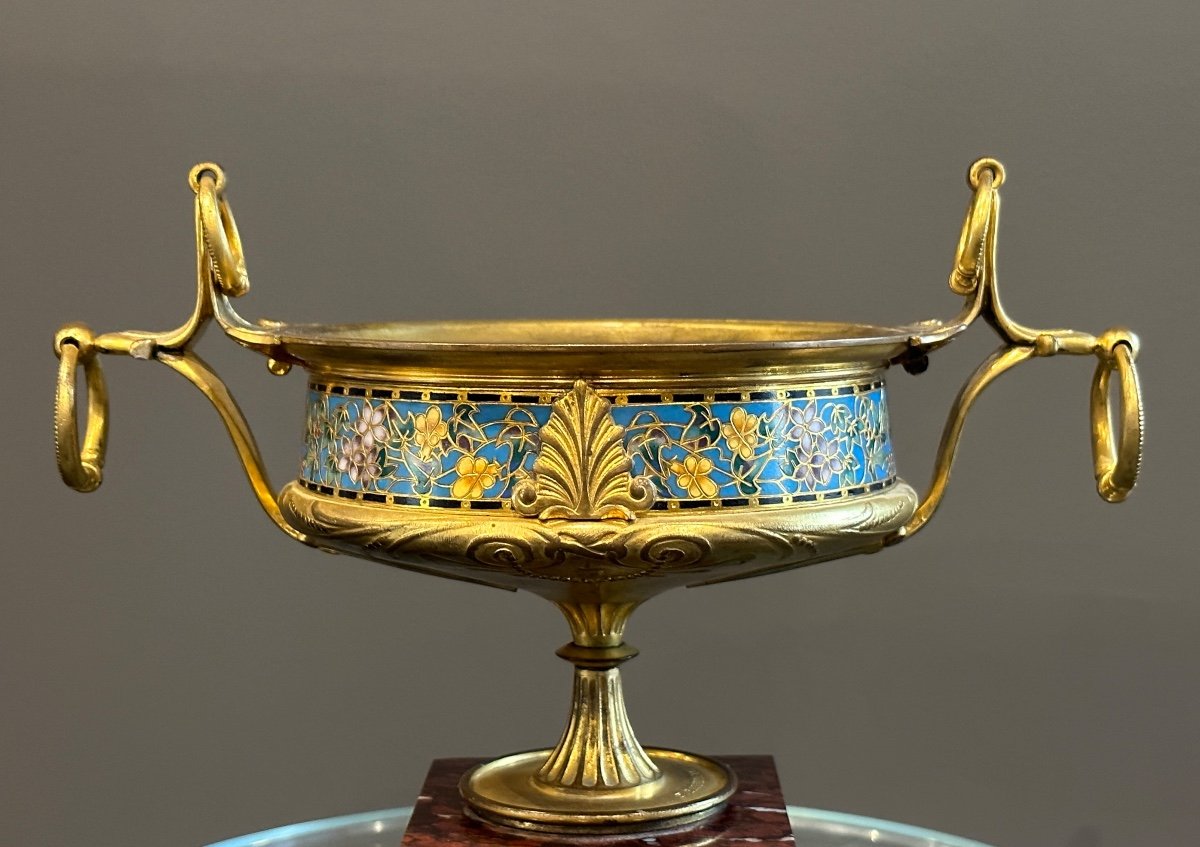 Ferdinand Barbedienne, Coupe Emaux Cloisonnés Et Bronze (1810 - 1892)-photo-5