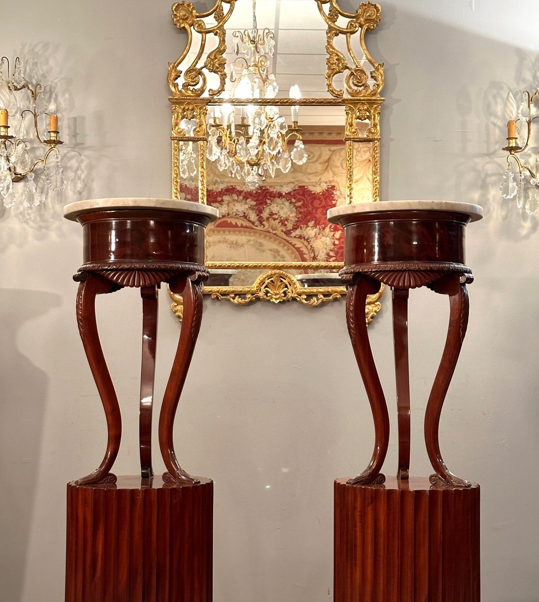 Exceptional Pair Of Pedestal Sheaths In Mahogany From The Empire Period Circa 1810-photo-3