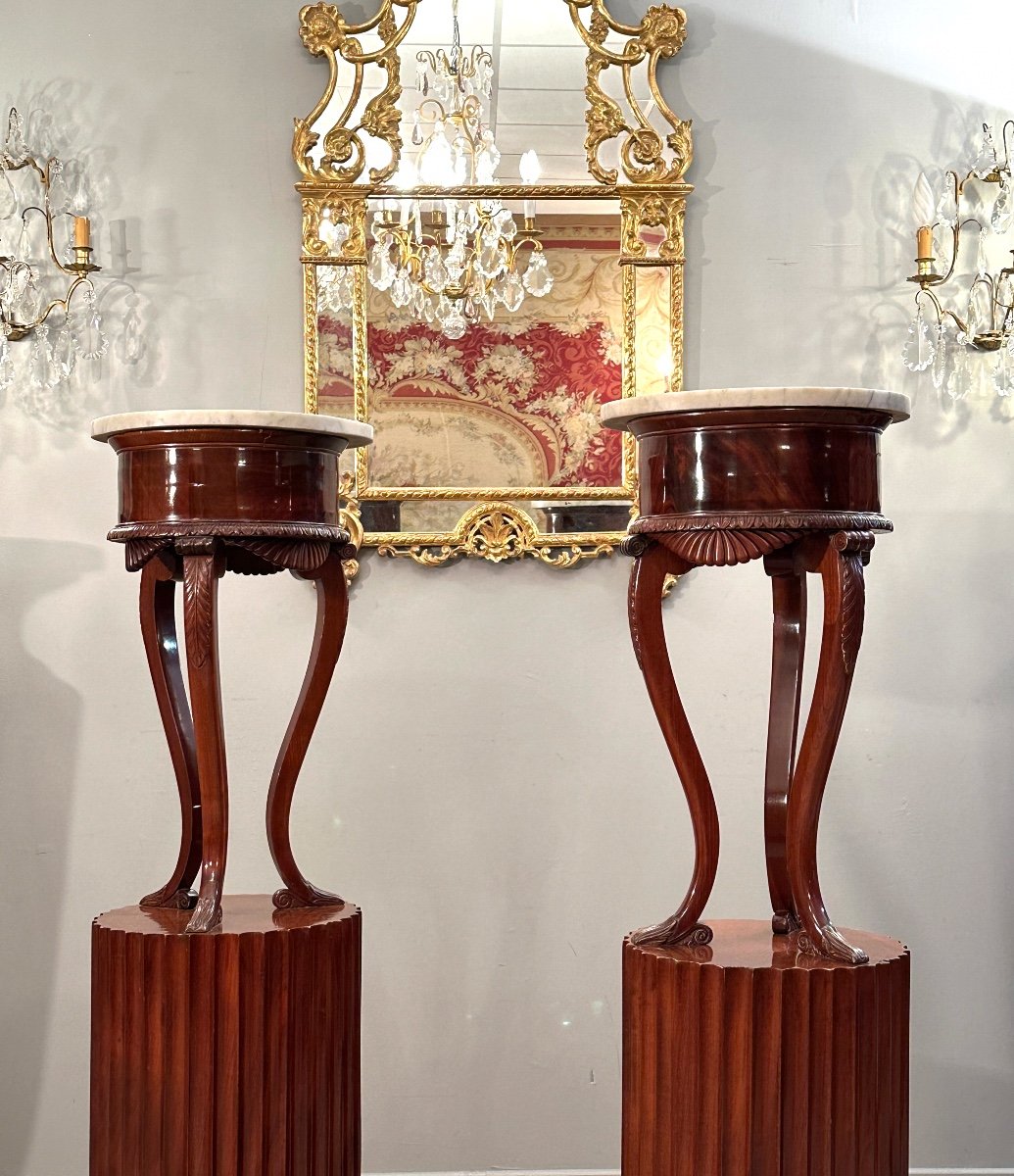 Exceptional Pair Of Pedestal Sheaths In Mahogany From The Empire Period Circa 1810-photo-5