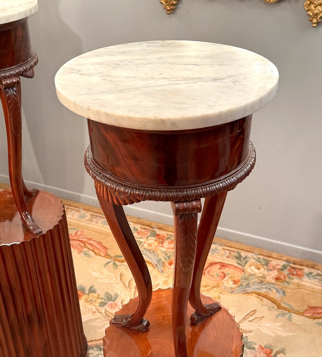 Exceptional Pair Of Pedestal Sheaths In Mahogany From The Empire Period Circa 1810-photo-1