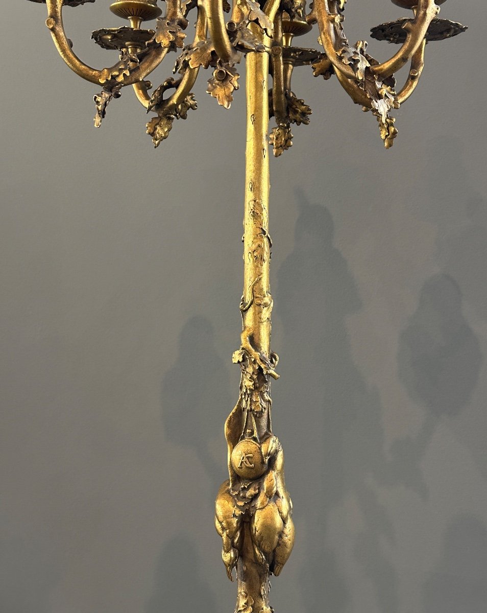 Auguste Nicolas Cain, Important Pair Of Gilt Bronze Candelabra Signed (1821-1894)-photo-5