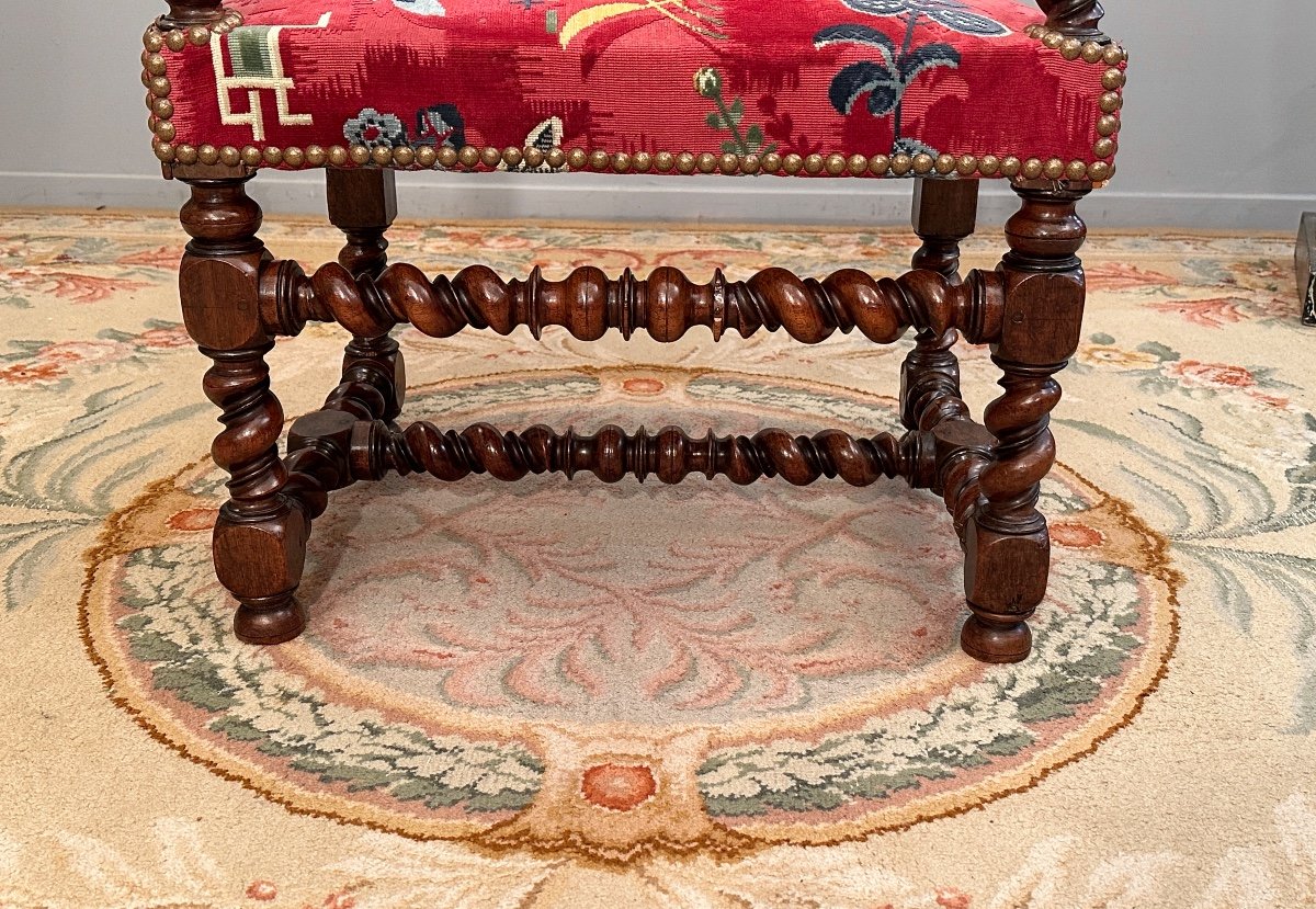 Louis XIII Period Walnut Arm Chair XVIIth Century-photo-2