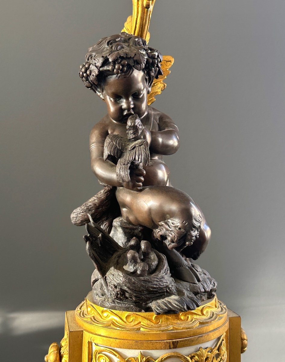 Henri Picard, Exceptionnelle Paire de Candélabres En Bronze Putti Signés Epoque XIXème-photo-2