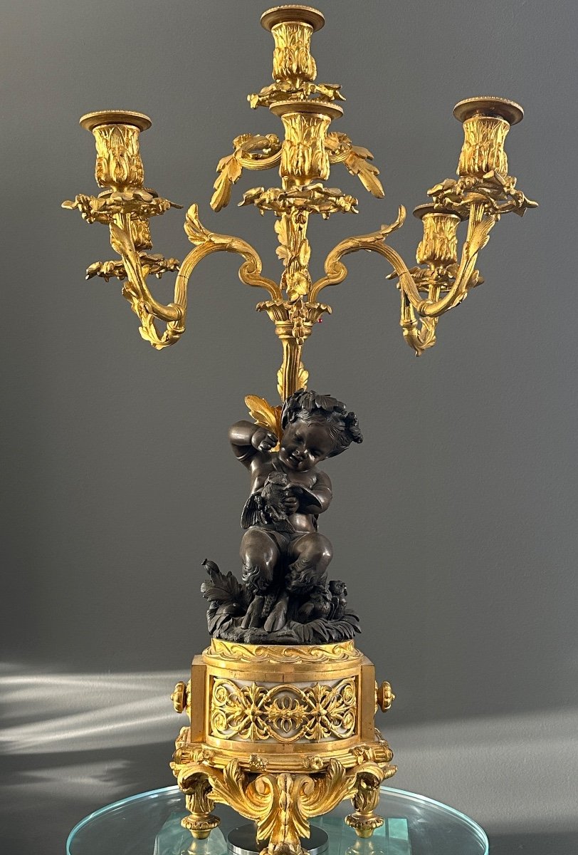 Henri Picard, Exceptionnelle Paire de Candélabres En Bronze Putti Signés Epoque XIXème-photo-5