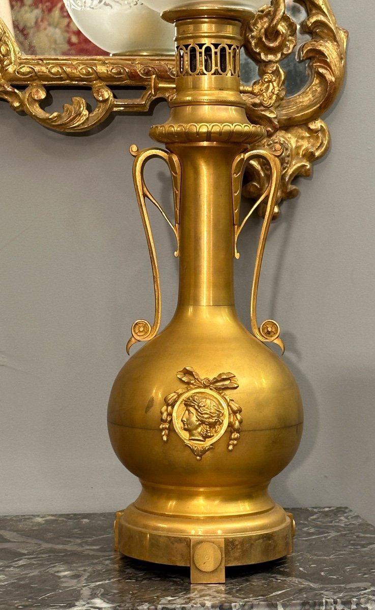 Pair Of Gilt Bronze Lamps Napoleon III Period 19th Century-photo-2