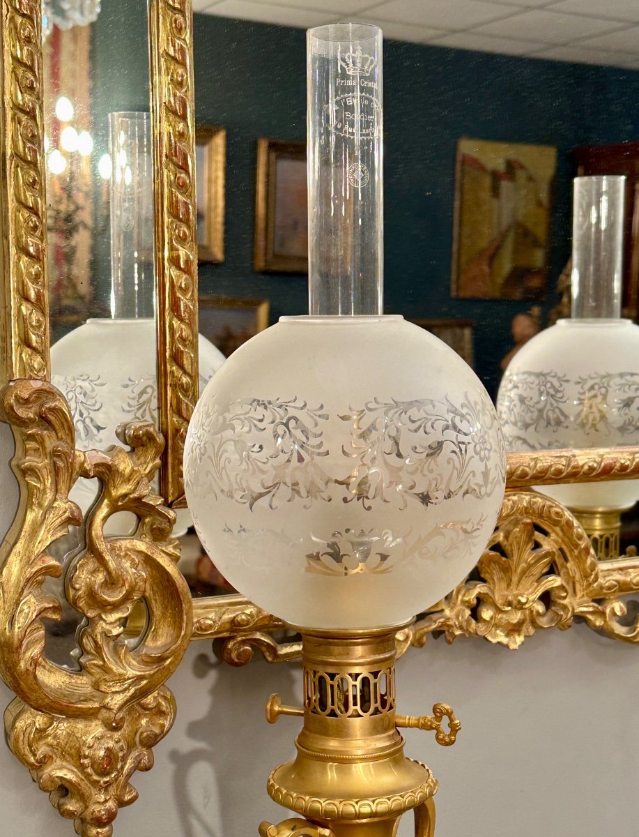 Pair Of Gilt Bronze Lamps Napoleon III Period 19th Century-photo-3