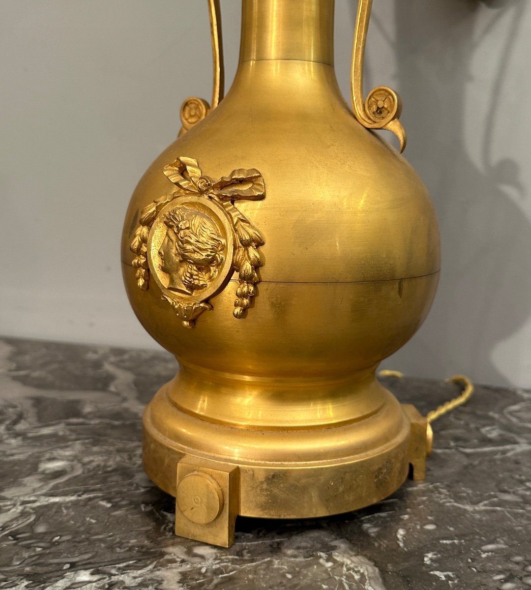 Pair Of Gilt Bronze Lamps Napoleon III Period 19th Century-photo-2