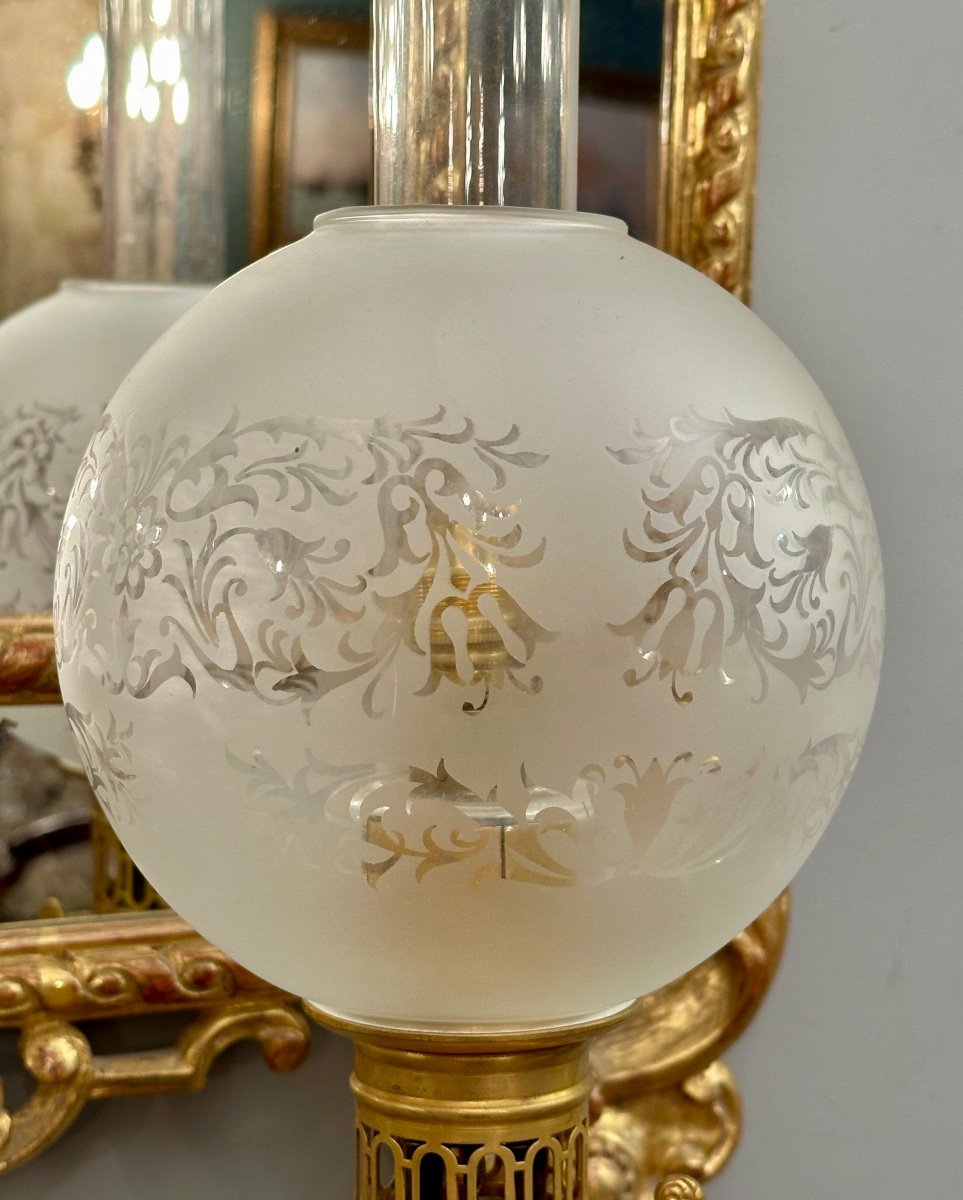 Pair Of Gilt Bronze Lamps Napoleon III Period 19th Century-photo-3