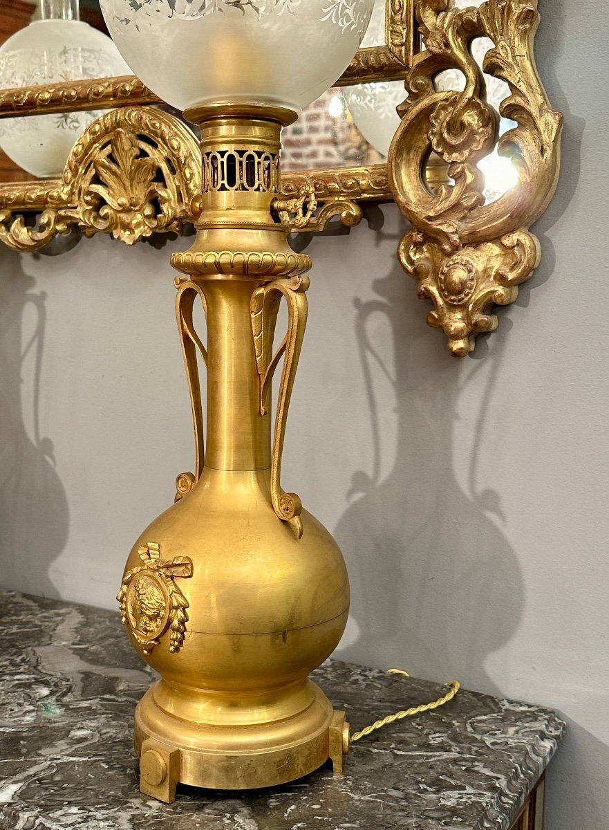 Pair Of Gilt Bronze Lamps Napoleon III Period 19th Century-photo-5