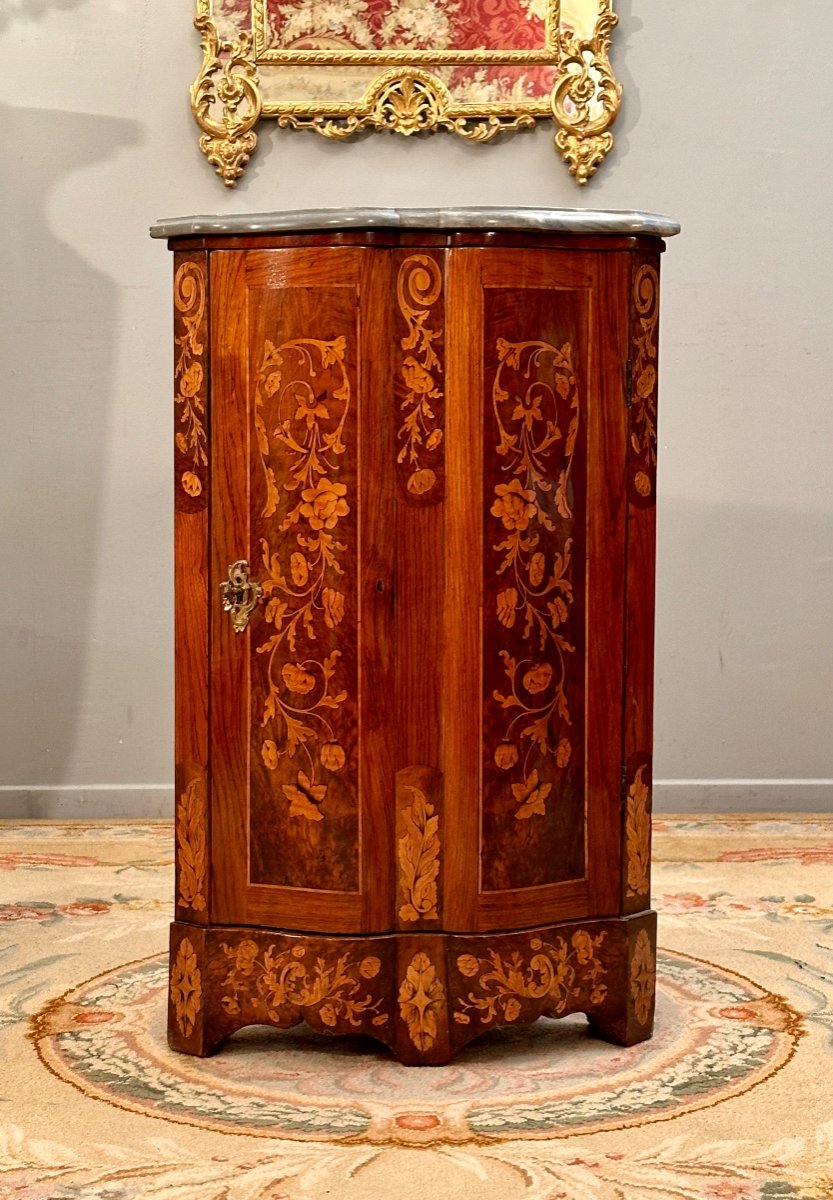 Paire d'Encoignures En Marqueterie De Style Regence Epoque XVIIIème-photo-2