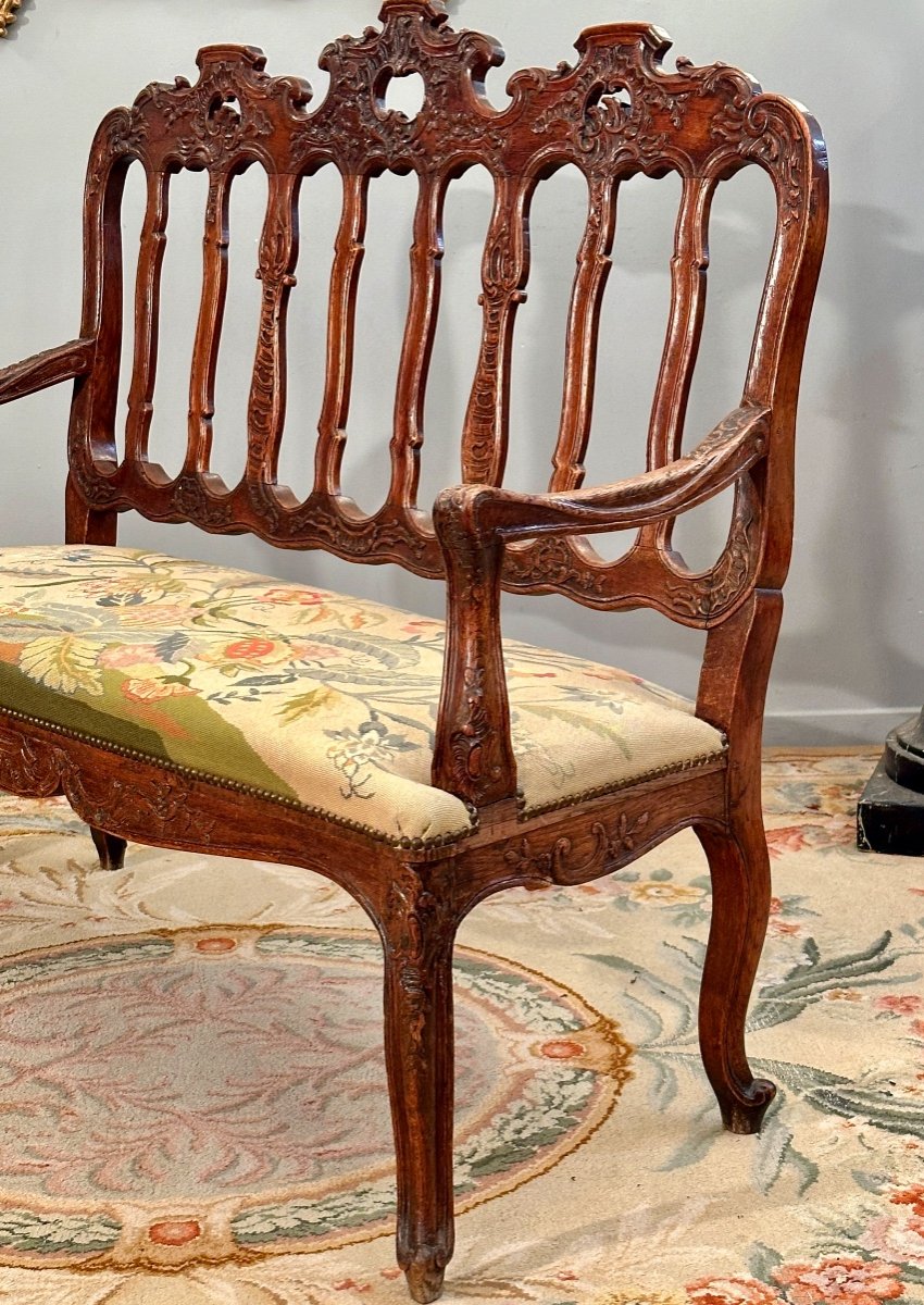 Banquette En Bois Mouluré et Sculpté d'Epoque Régence Vers 1720-photo-6