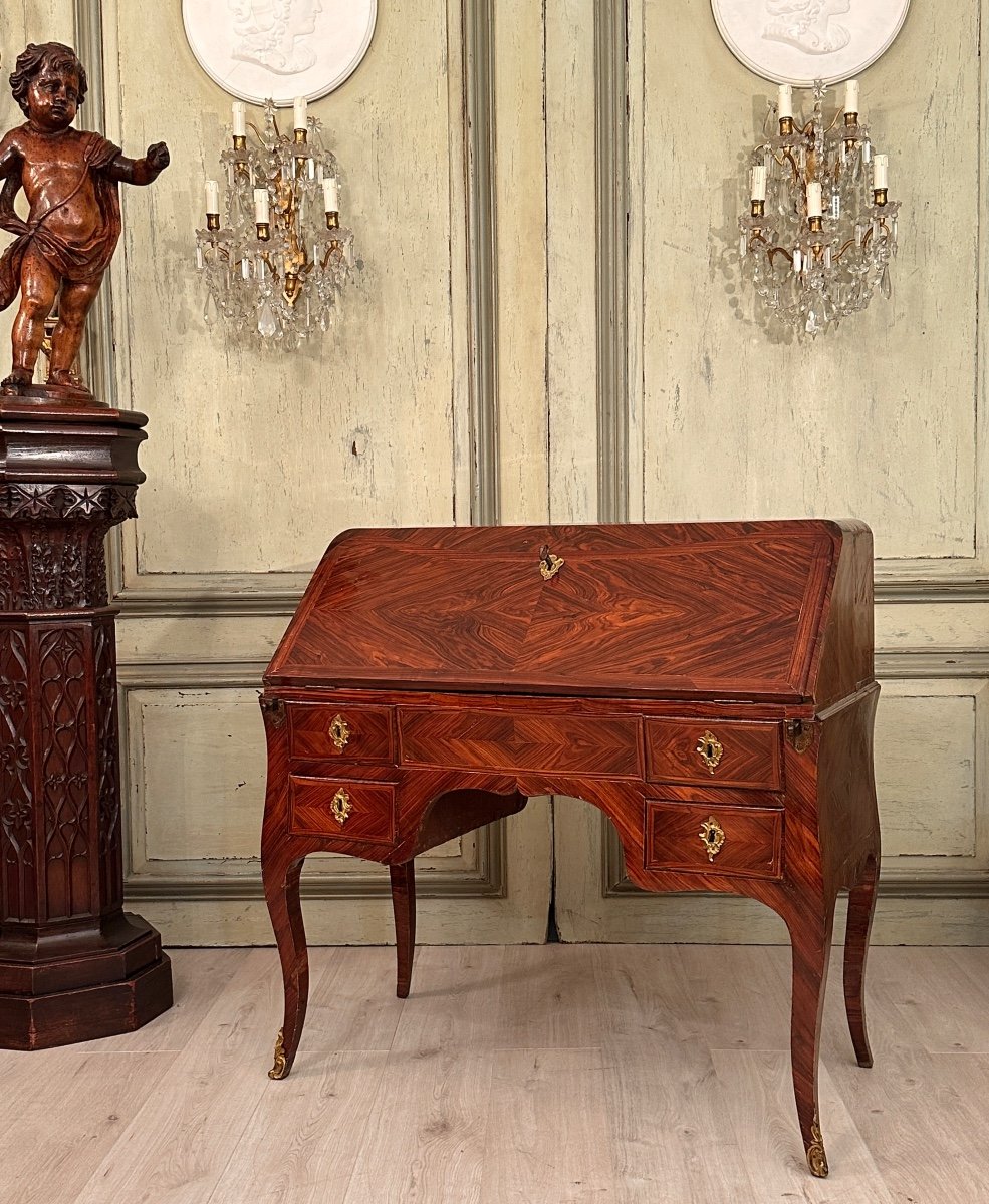 Guillaume Kemp, Stamped Secretary Office From Louis XV Period Circa 1760-photo-1