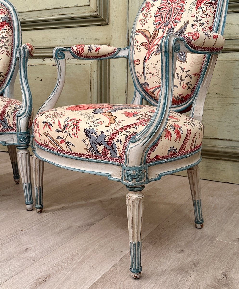 Georges Jacob, Pair Of Cabriolet Armchairs Stamped From Transition Period Circa 1770-photo-4