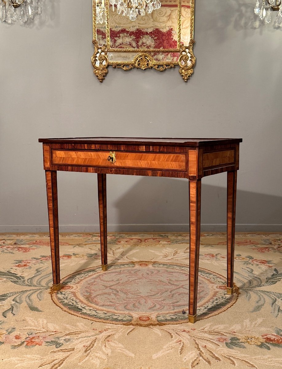 Petit Bureau En Marqueterie d'Epoque Louis XVI Vers 1780-photo-3