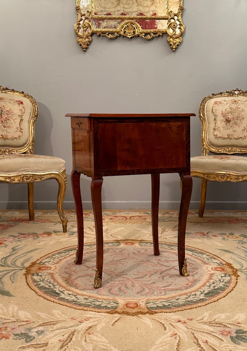 Petite Table Chiffonniere En Marqueterie d'Epoque Louis XV Vers 1730-photo-1