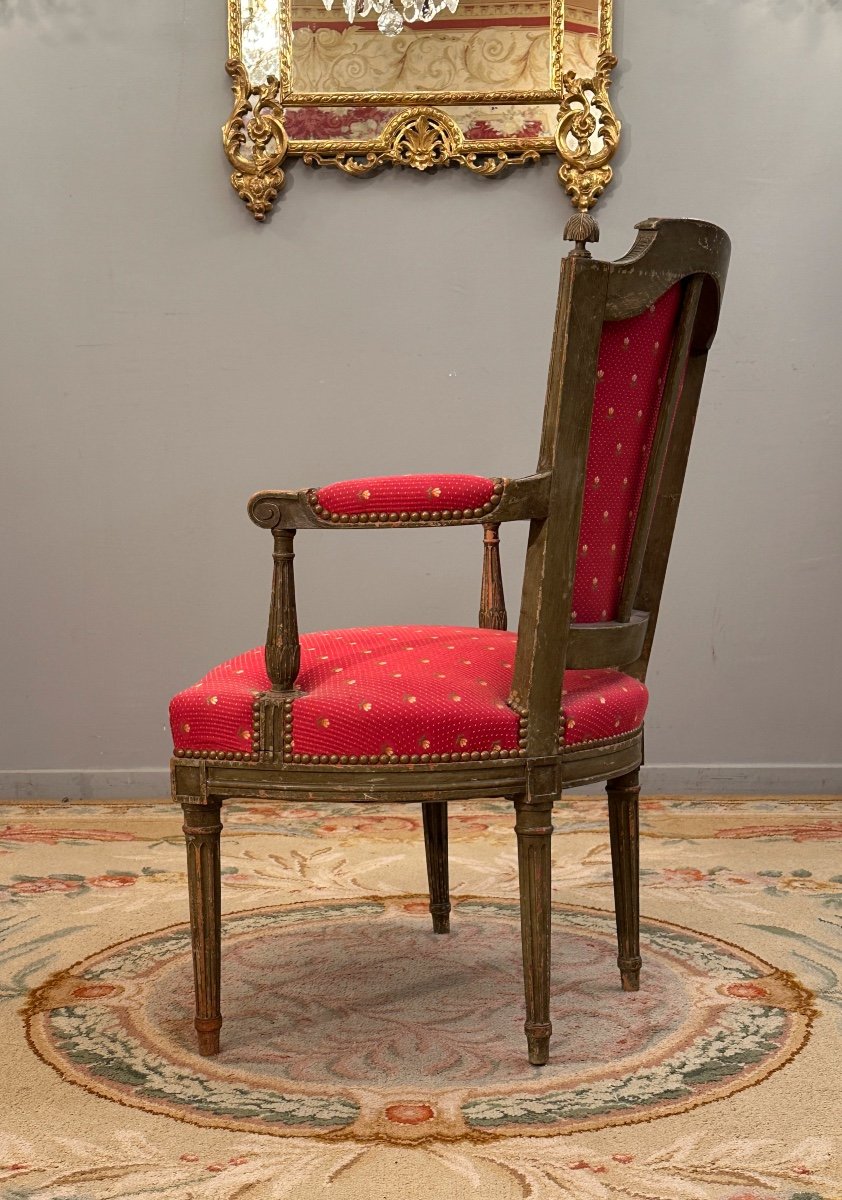 Cabriolet Armchair In Lacquered Wood, Louis XVI Period Circa 1780-photo-4