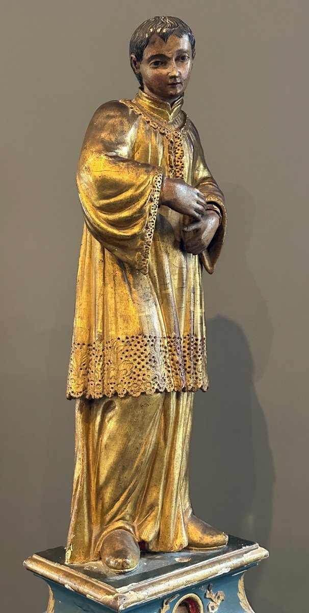 Grande Sculpture Statue Reliquaire En Bois Sculpté Epoque Fin XVIIIème (75 cm)-photo-1