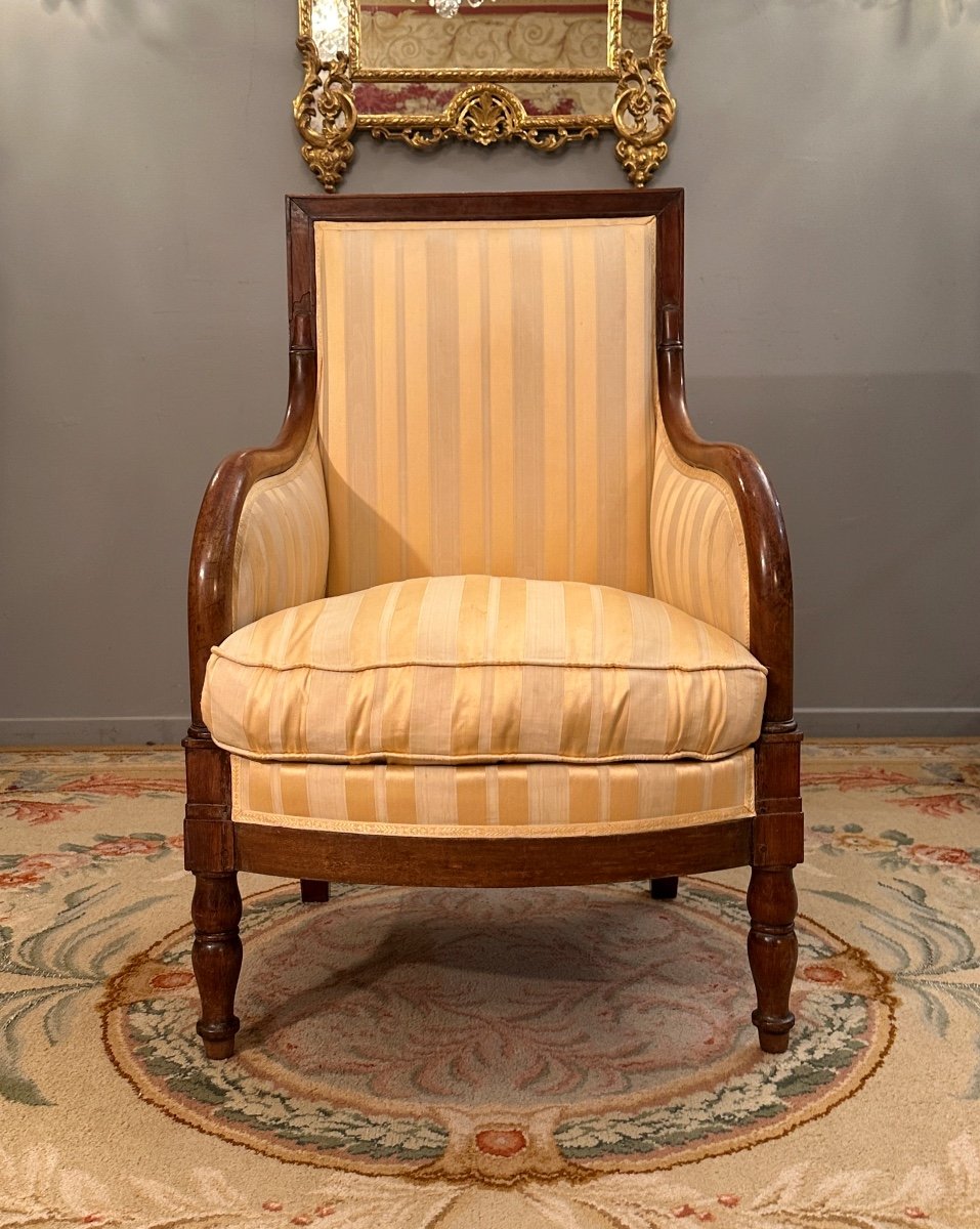 Jacob Desmalter, Bergère En Acajou d'Epoque Empire Estampillée Vers 1800-photo-2