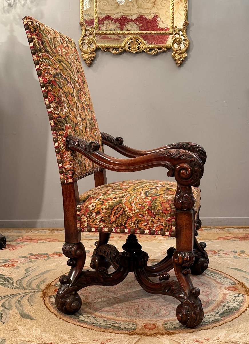 Fauteuil d'Apparat De Style Louis XIV d'Epoque XIXème-photo-4