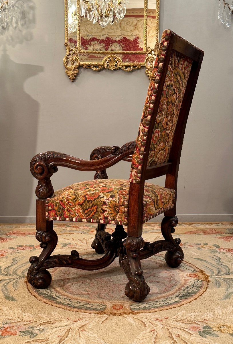 Fauteuil d'Apparat De Style Louis XIV d'Epoque XIXème-photo-2