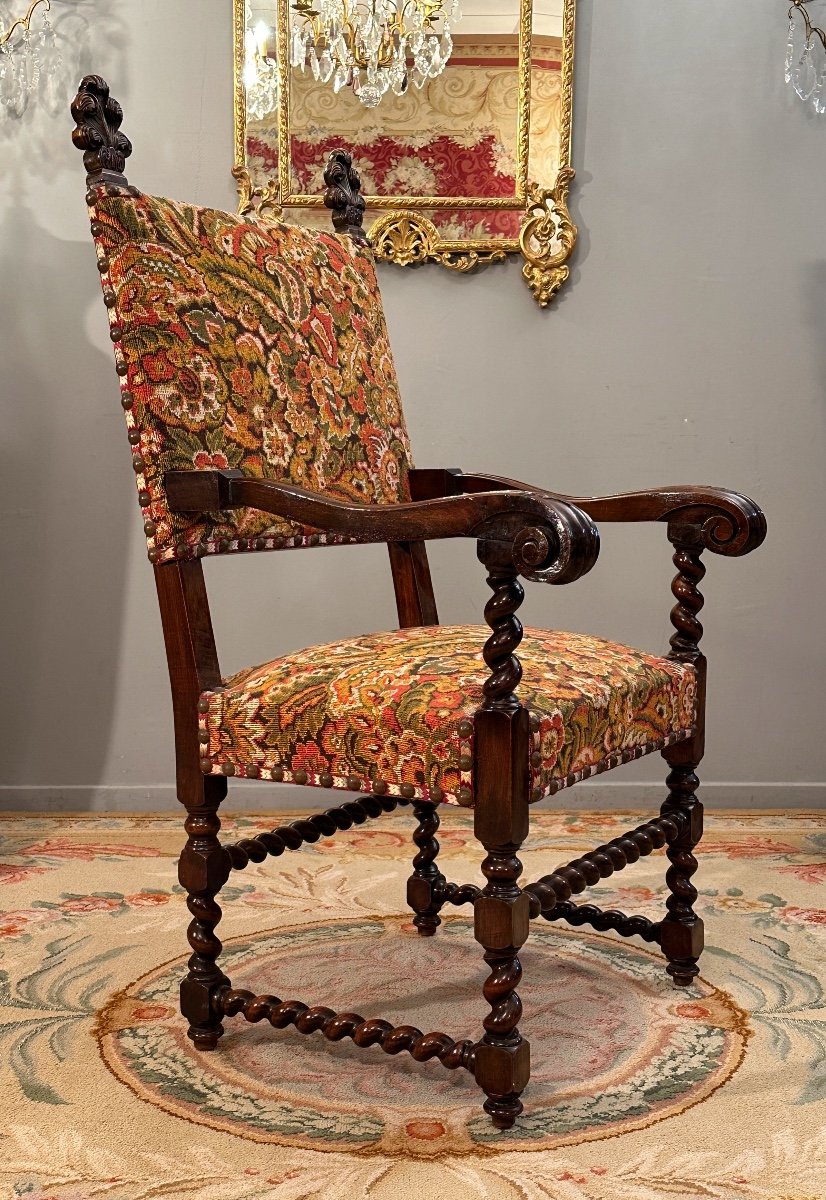 Louis XIV Style Ceremonial Armchair From The 19th Century-photo-2