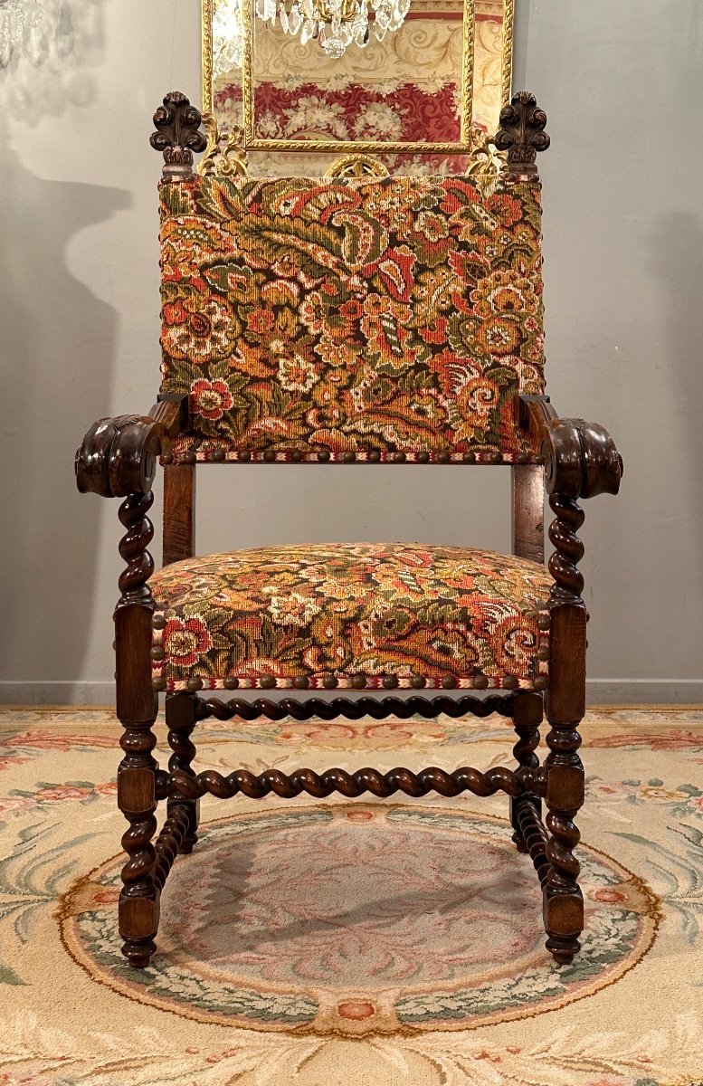 Louis XIV Style Ceremonial Armchair From The 19th Century-photo-2