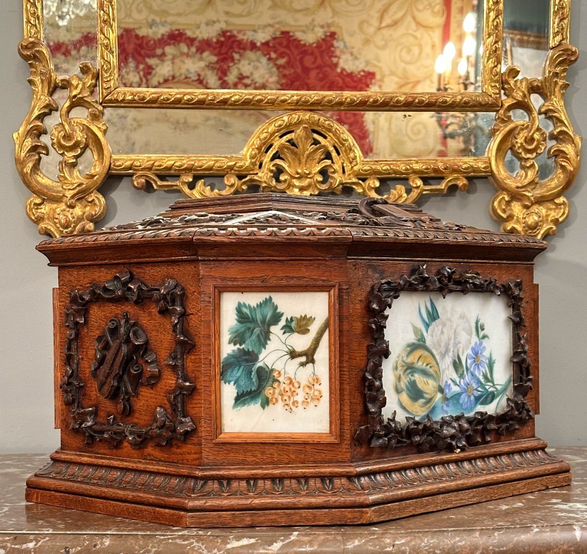 Viardot Frères Et Cie, Rare Carved Wooden Box Napoleon III Period Circa 1850-photo-4