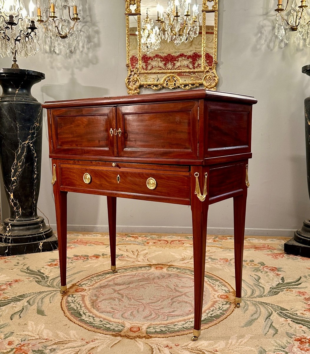 Pierre Garnier, Stamped Mahogany Cabinet From Louis XVI Period Circa 1770-photo-2