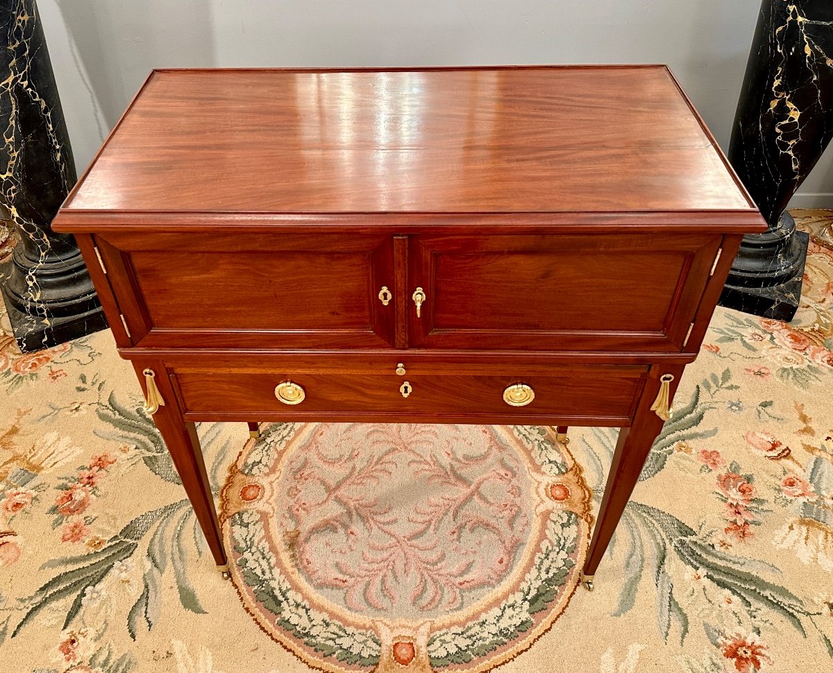 Pierre Garnier, Stamped Mahogany Cabinet From Louis XVI Period Circa 1770-photo-3
