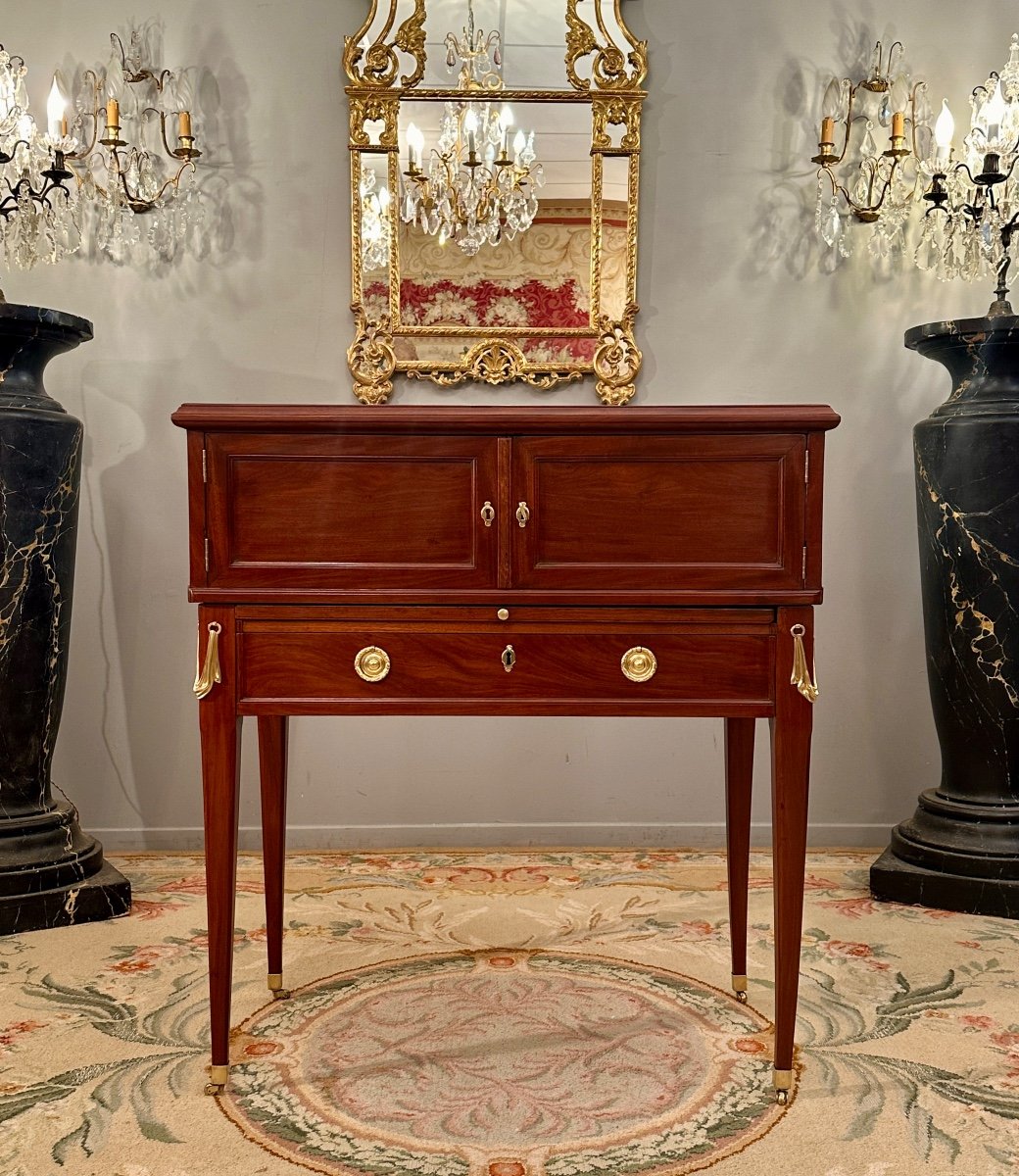 Pierre Garnier, Stamped Mahogany Cabinet From Louis XVI Period Circa 1770