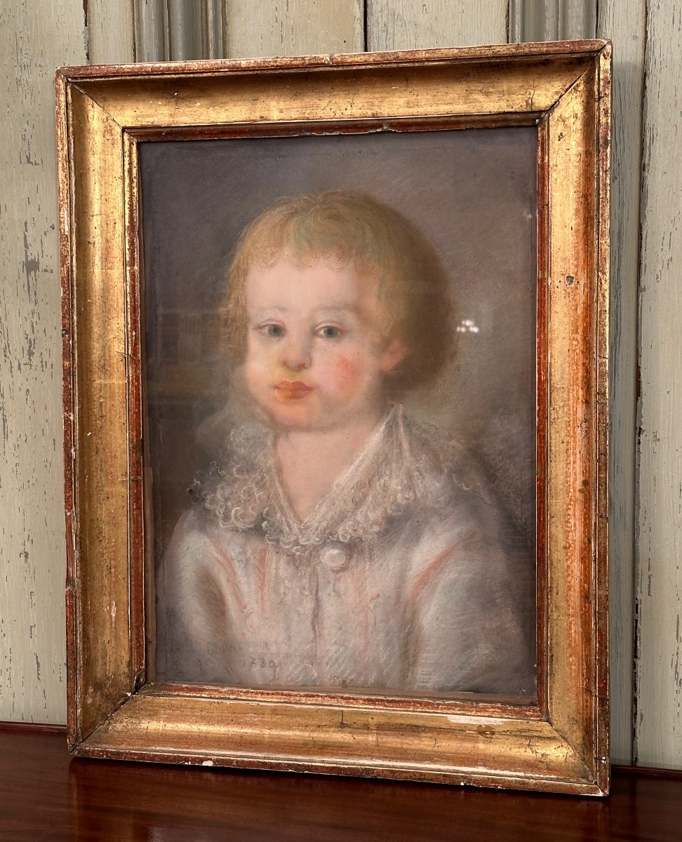 18th Century School, Pastel Portrait Of A Child Signed And Dated 1789-photo-2