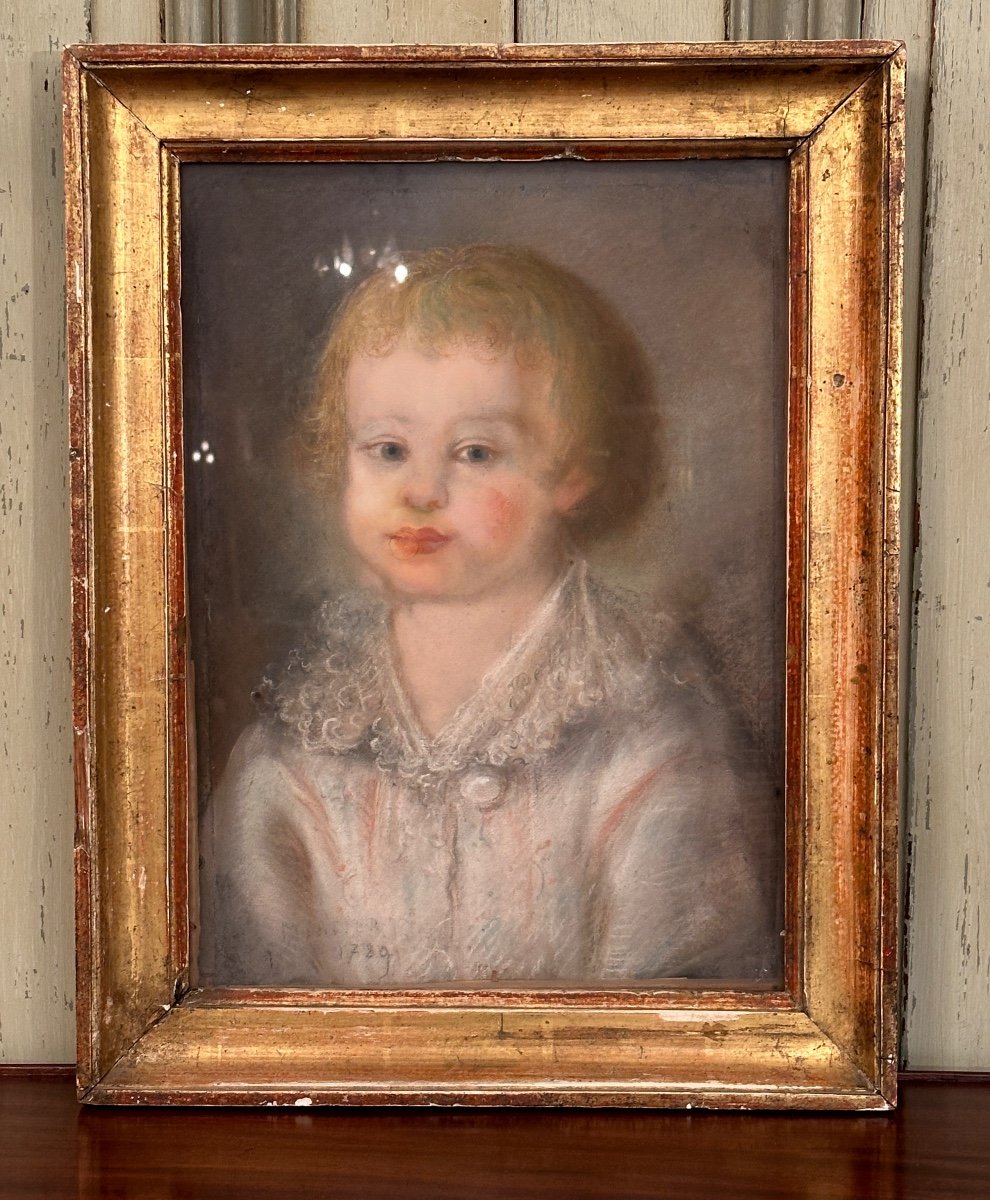 18th Century School, Pastel Portrait Of A Child Signed And Dated 1789-photo-1