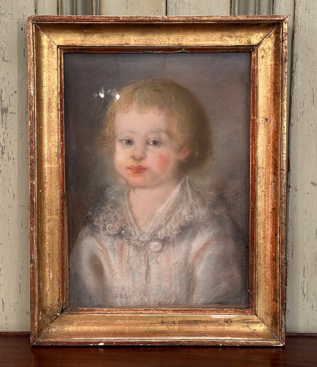 18th Century School, Pastel Portrait Of A Child Signed And Dated 1789