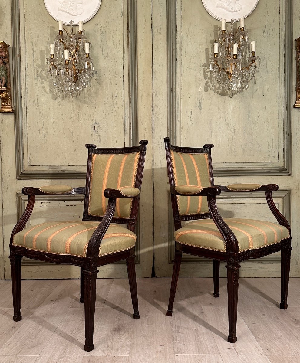 Pierre Nicolas Pillot, Pair Of Louis XVI Period Armchairs Circa 1780-photo-5