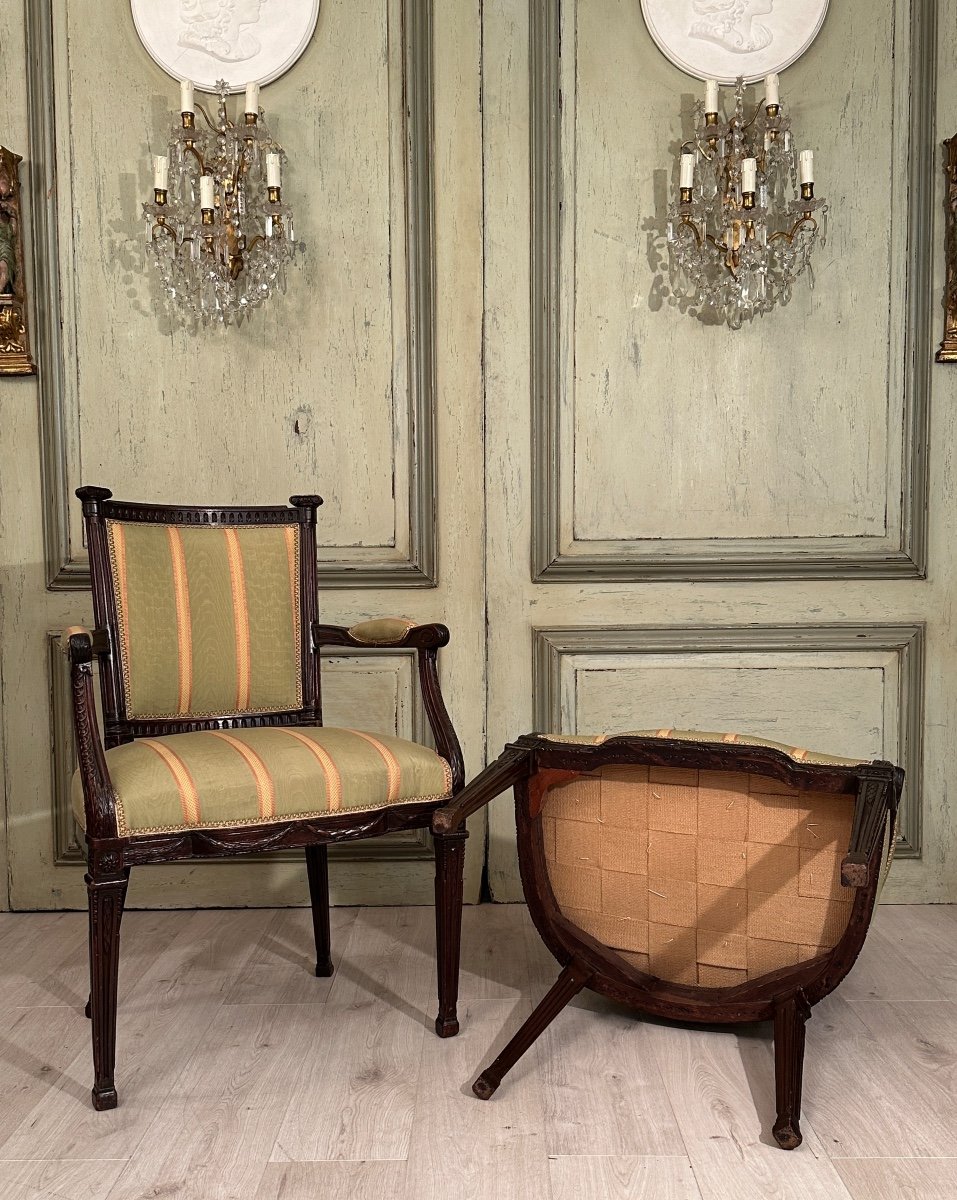 Pierre Nicolas Pillot, Pair Of Louis XVI Period Armchairs Circa 1780-photo-7