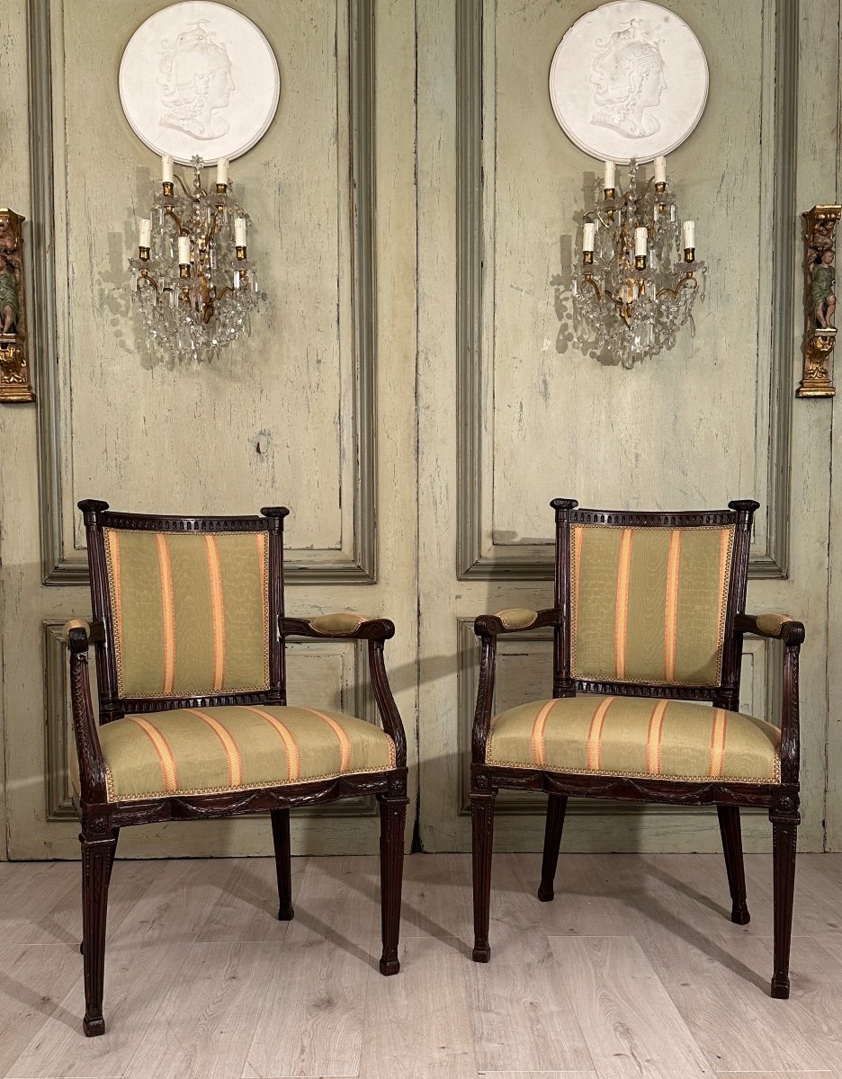 Pierre Nicolas Pillot, Pair Of Louis XVI Period Armchairs Circa 1780