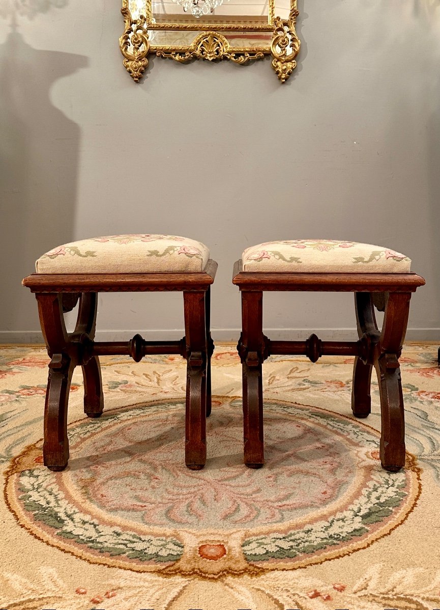 Pair Of 19th Century Curule Stools-photo-3