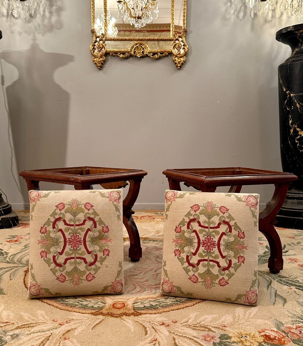 Pair Of 19th Century Curule Stools-photo-4