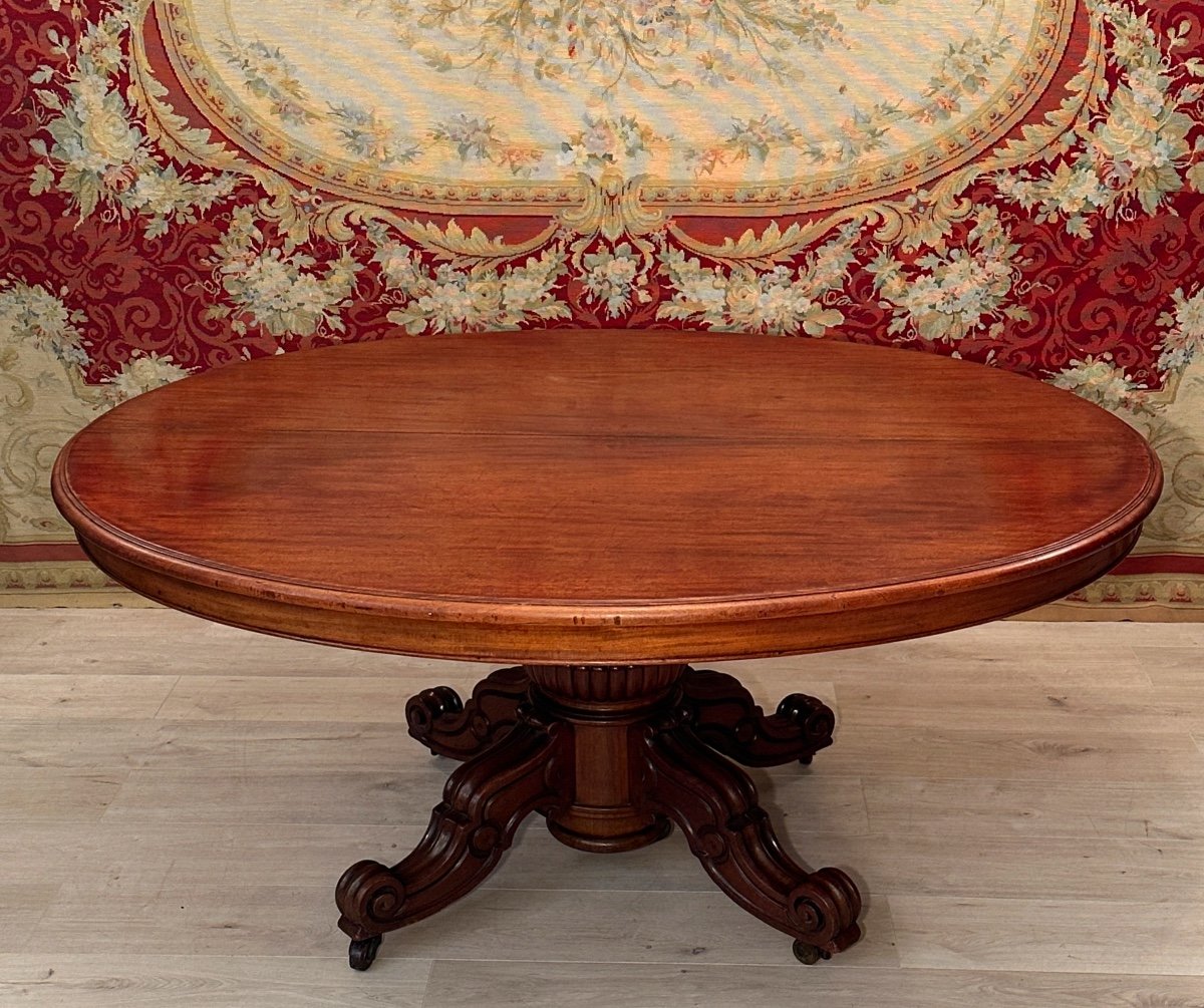 Table De Salle A Manger à Système En Acajou d'Epoque Restauration Vers 1830 (4m)-photo-3