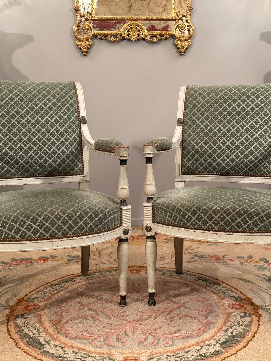 Pair Of Armchairs In Lacquered Wood From The Directoire Period Circa 1795-photo-2