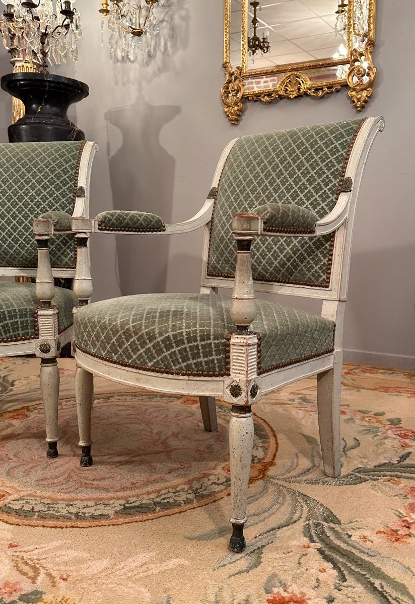 Pair Of Armchairs In Lacquered Wood From The Directoire Period Circa 1795-photo-3