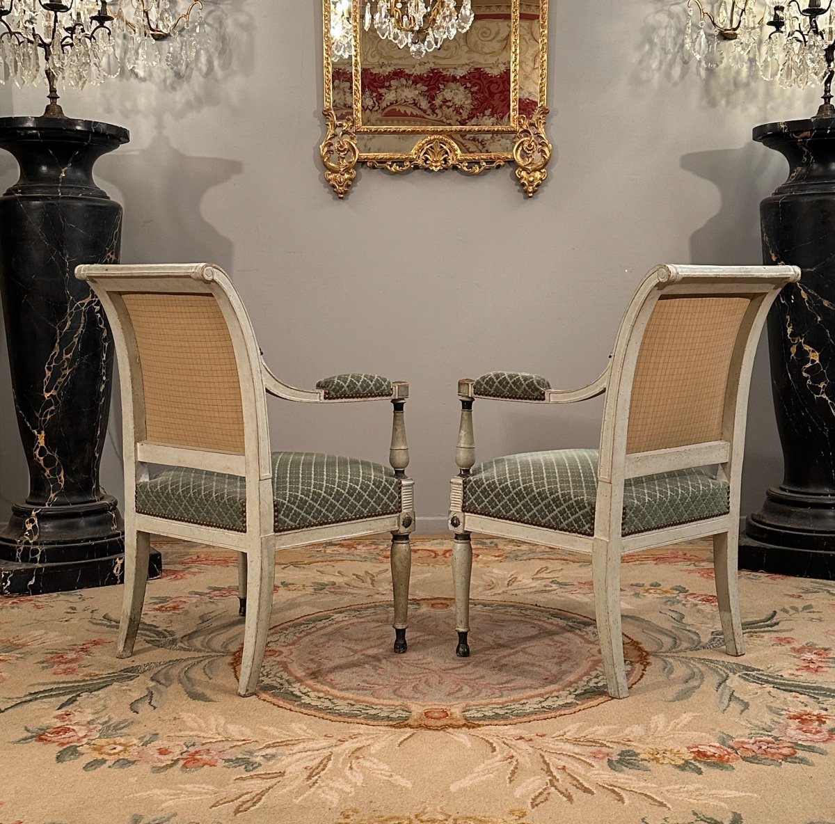 Pair Of Armchairs In Lacquered Wood From The Directoire Period Circa 1795-photo-2