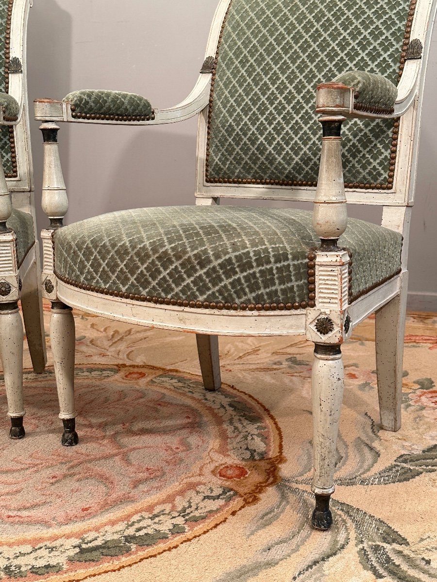 Pair Of Armchairs In Lacquered Wood From The Directoire Period Circa 1795-photo-3