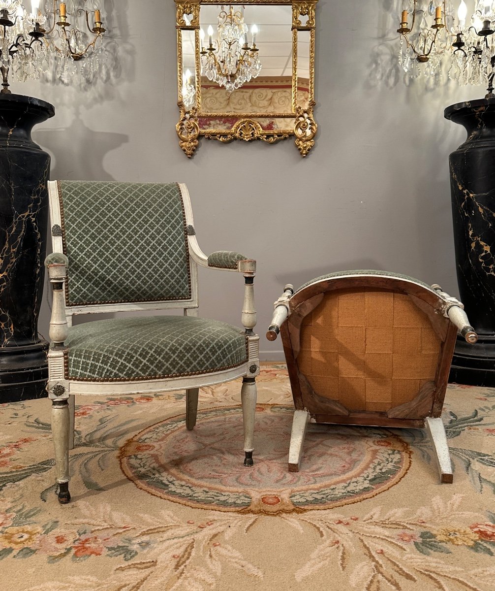 Pair Of Armchairs In Lacquered Wood From The Directoire Period Circa 1795-photo-5