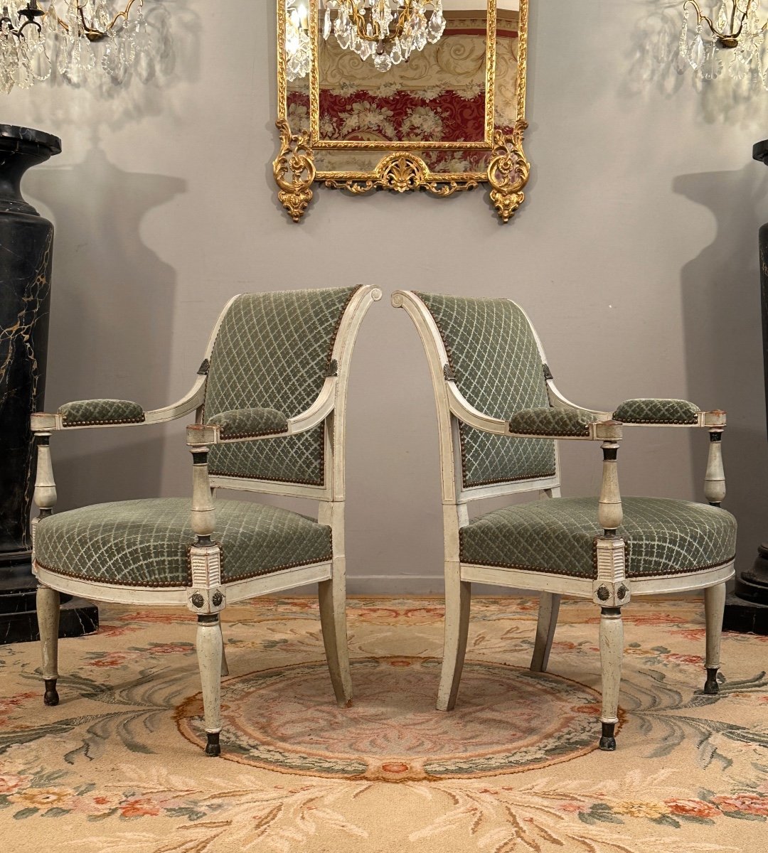 Pair Of Armchairs In Lacquered Wood From The Directoire Period Circa 1795