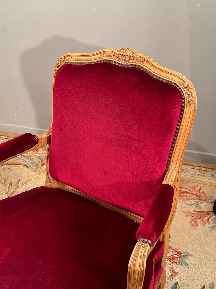 Large Pair Of Louis XV Style Armchairs Around 1900-photo-1